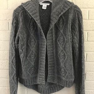 CABi wool/acrylic blend hooded sweater.